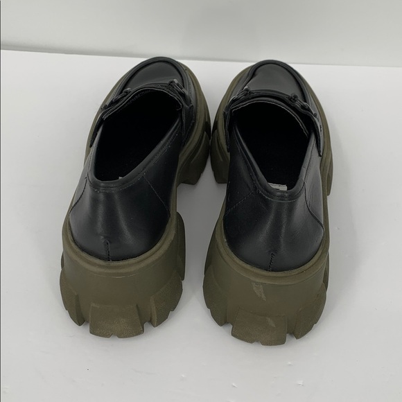 Steve Madden Trifecta loafer shoe black olive green chunky lug sole platform 6.5 - Picture 5 of 6